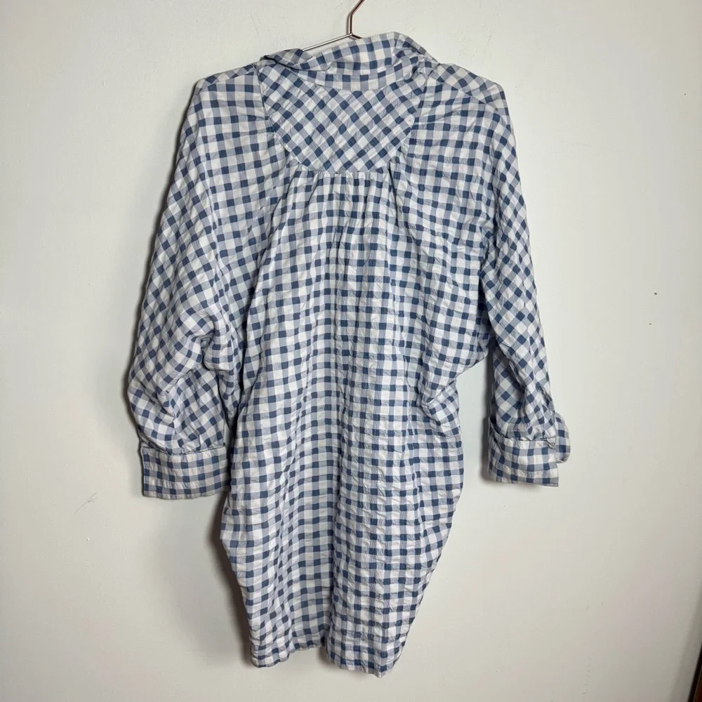 Anthropologie Blue and White Gingham Mini Dress - Picture 9 of 10